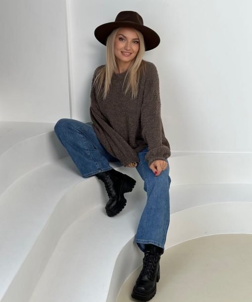 Megztinis "Debesėlis" , ilgos rankovės, pilko šokolado spalva