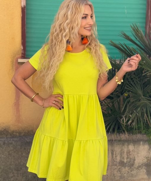 Alternative view of Ryškiai geltonos spalvos suknelė su volanais