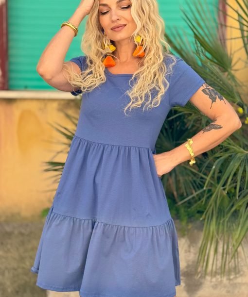 Suknelė "Volanai", džinso spalvos