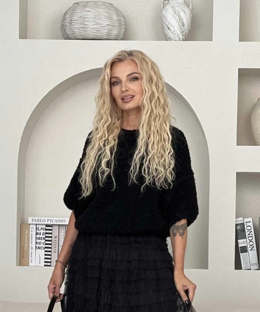 Megztinis 3/4 rankovės  "Debesėlis" juodos spalvos