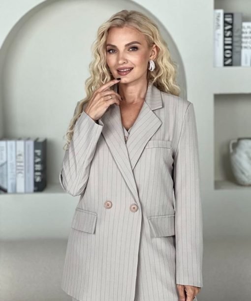 Švarkas, dryžuotas, latte