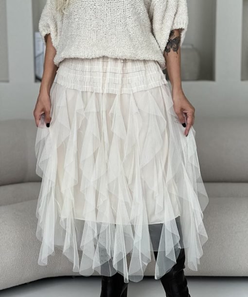 Bangelių sijonas, pieno spalvos