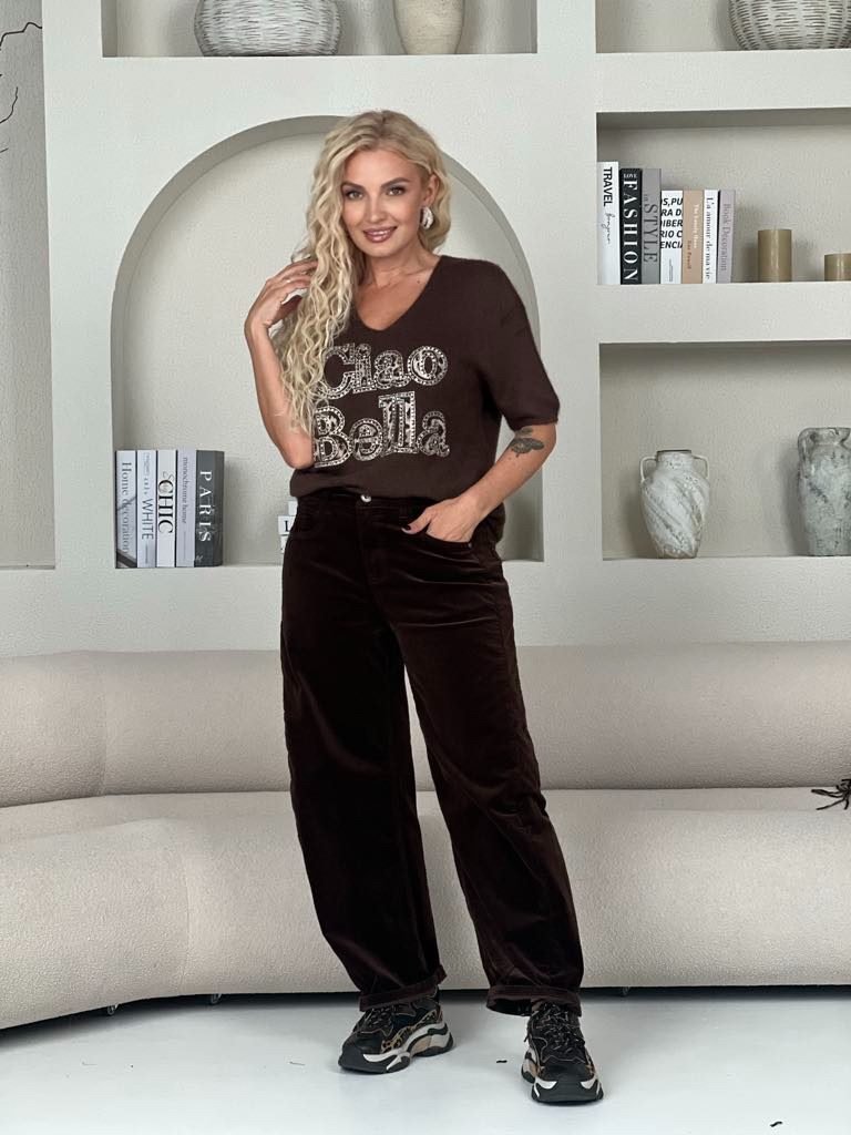 Aksominiai balloon džinsai, t.šokolado spalvos - Image 2