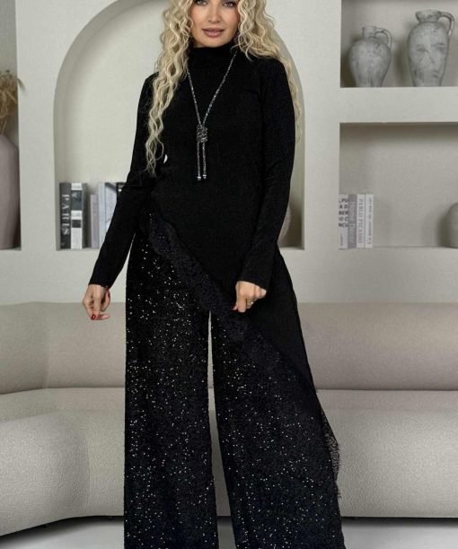 Alternative view of Kelnės "Blizgios", juoda spalva