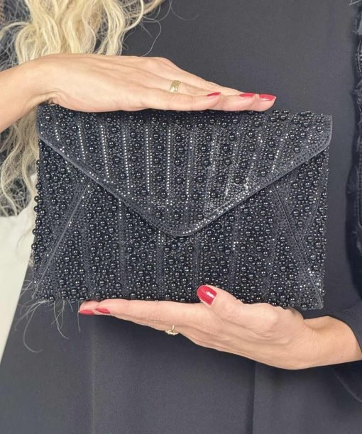 Alternative view of Rankinė-delninė "Perliukų vokas", juoda spalva