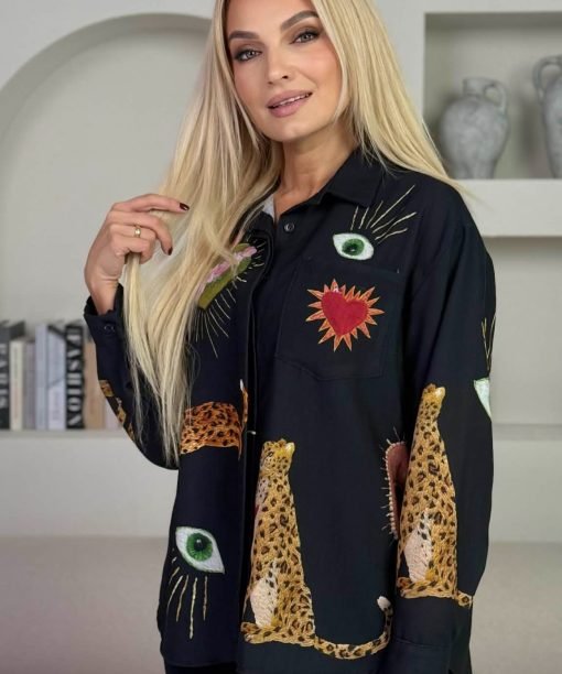 Alternative view of Marškiniai "Leopardai, akys ir širdis"