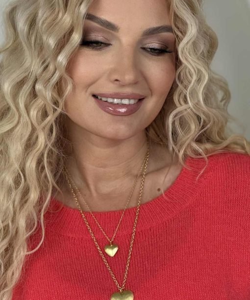 Alternative view of Kaklo papuošalas "Dvi širdelės", aukso spalva