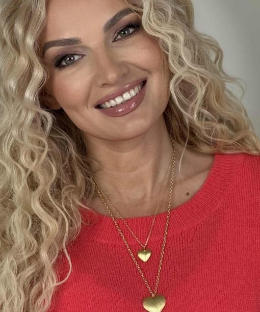 Kaklo papuošalas "Dvi širdelės", aukso spalva