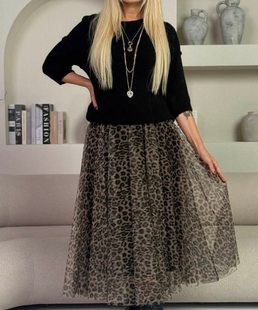 Tiulinis sijonas "Smulkus leopardas"