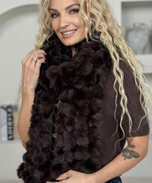 Kailinis šalikas "Gniūžtės, šokolado spalva