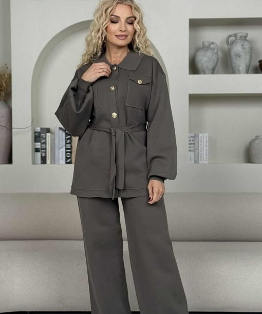 Kostiumėlis, megztas, chaki-pilka spalva