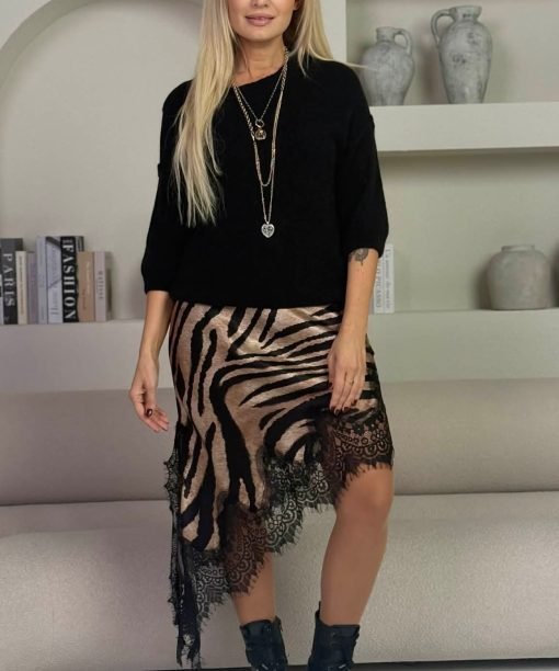 Alternative view of Sijonas "Zebras" asimetriškas, midi