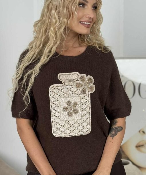 Alternative view of Megztinis "Kvepalai" , šokolado spalva