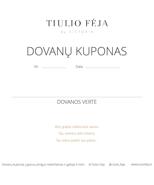 Tiulio Feja Dovanu kuponas