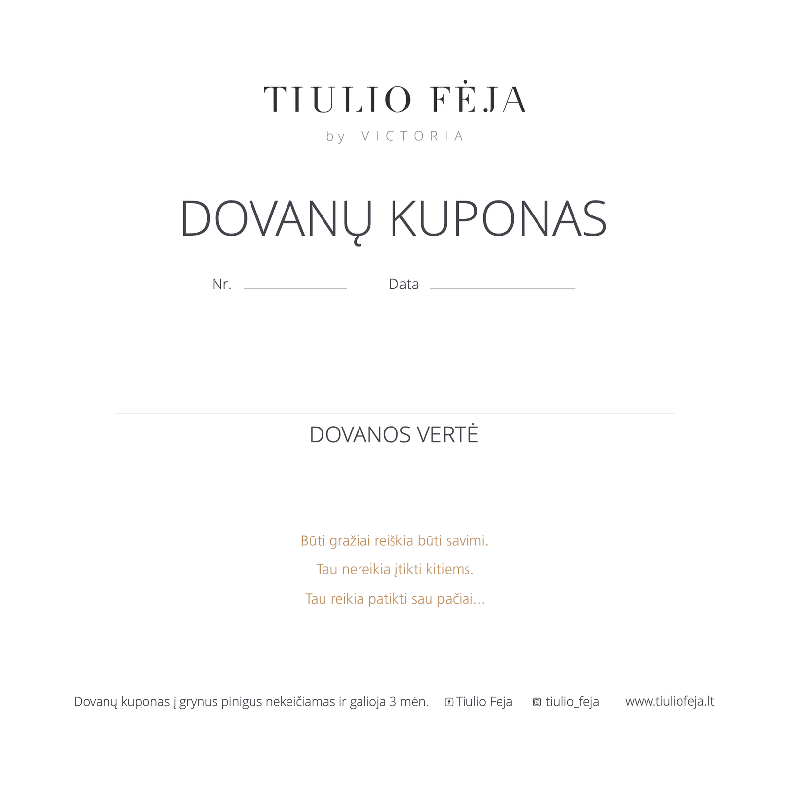 Tiulio Feja Dovanu kuponas