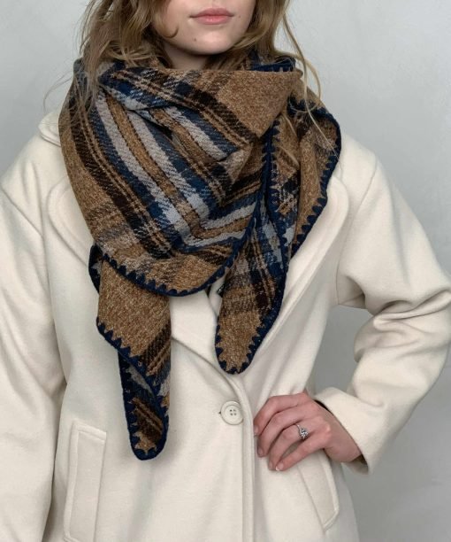 Trikampė skara, camel/vandenyno spalva