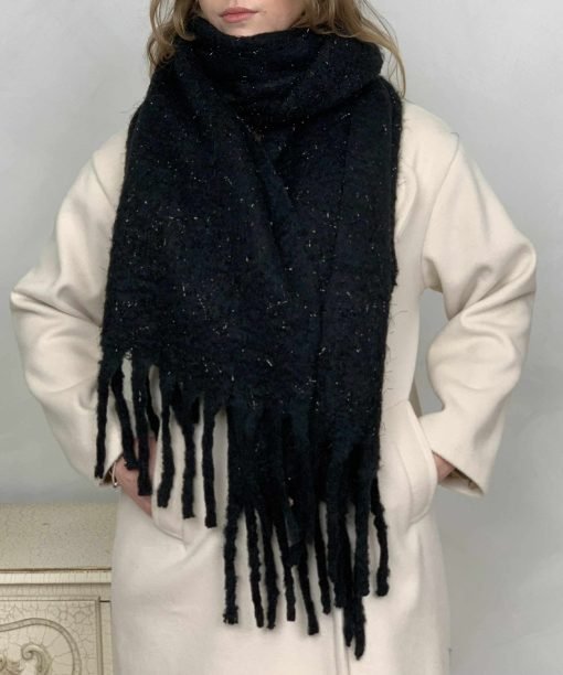 Šalikas su liureksu, juoda spalva