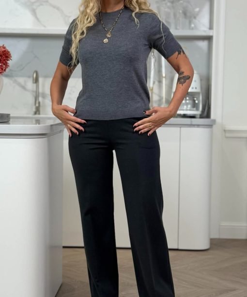 Klasikinės kelnės su gumele, grafito spalva