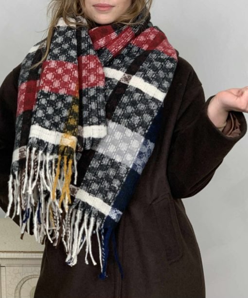 Šalikas "Languotas" grafito/vyno