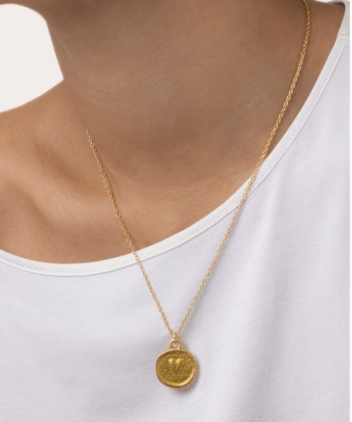 Kaklo papuošalas “Širdelė monetoje”, aukso spalva