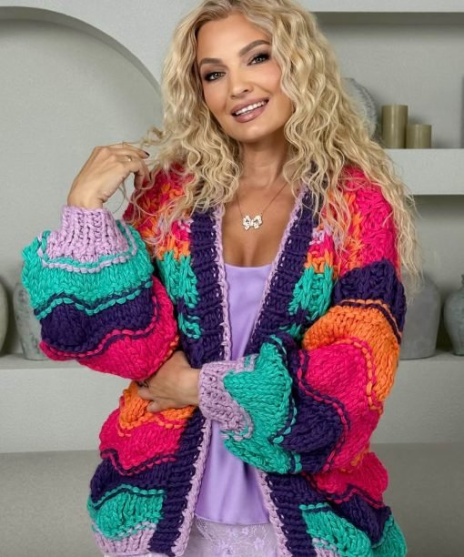 Stambaus mezgimo užmestukas, violetinė spalva